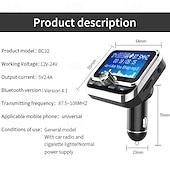 お買い得  車用Bluetoothキット/ハンズフリー-bc32 車用 FM トランスミッター ブルートゥース MP3 プレーヤー ワイヤレス ハンズフリー 1.8 インチ LCD スクリーン付き 携帯電話充電器用