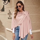 billiga Pälssjalar-crossover sjal för kvinnor omlott öppen front poncho cape elegant loop sjalar resesjalar för höst vinter längd 150cm