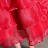 preiswerte Partykleider-kinderkleidung Mädchen Party Kleid Blume Langarm Hochzeit Besondere Anlässe Patchwork Zip bezaubernd Süß Baumwolle Polyester Asymmetrisch abendkleider Sommer Frühling Herbst 4-13 Jahre Weiß Rosa Rote