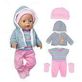 baratos Conjuntos de Roupas e Acessórios para Bonecas-Roupas para Boneca Reborn de Bebê de 17-22 polegadas Menino Boneca Bebê de 17-22 polegadas Pato Amarelo Conjunto de 5pcs Roupas de Boneca Acessórios se adequam a Boneca Bebê Menina de 17-22 polegadas