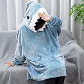 billige Kigurumi-pysjamas-Voksne Helfarge Onesie-pysjamas Oversized hetteteppe Bærbart teppe med lomme Onesie-pysjamas Kigurumi pyjamas søt stil Til Damer og Herrer Karneval Maskerade Tegnefilm