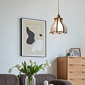 economico Luci a sospensione-lampade a sospensione lampada a sospensione americana vintage in ottone con paralume in vetro giuntato lampada a sospensione europea semplice da 6,3 pollici in ottone e vetro 85-265v