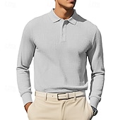 cheap Men&#039;s Classic Polo-Men&#039;s Corduroy Shirt Golf Shirt Work Casual Lapel Long Sleeve Basic Modern Solid Color Buttons Spring &amp;  Fall Regular Fit Wine Black White Yellow Sky Blue Light Grey Corduroy Shirt