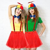 levne Dámské Kostýmy-Tweedle Dee Dum Karnevalový kostým Cosplay kostým Úbory Helikoptérový klobouk Dětské Dospělé Dámské Dívčí cosplay Výkon Párty Podium předvečer Všech svatých Karneval Mardi Gras Jednoduchý karnevalov