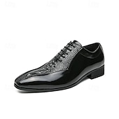 baratos Formal-sapatos oxford masculinos bronze metálico com padrão de crocodilo e detalhes perfurados - calçados formais elegantes para casamentos, festas e eventos empresariais