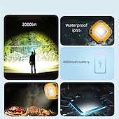 お買い得  作業灯-充電式 LED 作業灯 2000 ルーメン COB 投光器 内蔵 4000mAh 磁気ベース付き &amp;180度回転可能 5つの照明モード 作業現場照明 車の修理 キャンプ用 g500 1個
