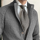 cheap Men&#039;s Cardigan Sweater-Men&#039;s Dress Sweater Cardigan Sweater Sweater Jacket Ribbed Knit Plain Knitwear Elegant Work Dailywear Clothing Apparel Spring Fall Black Brown M L XL