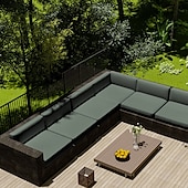 abordables Funda para Cojines de Patio-2 fundas de cojín para patio, 100 % impermeables, para sofá de exterior, de mimbre, funda de asiento de sofá impermeable, funda de silla de mimbre Oxford, protector de muebles