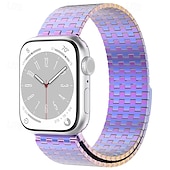 baratos Pulseiras de Apple Watch-Loop Solo Compatível com Pulseira Apple Watch 38mm 40mm 41mm 42mm 44mm 45mm 49mm Fecho Magnético Ajustável Aço Inoxidável pulseira de substituição para iwatch Ultra 2 Series 9 8 7 SE 6 5 4 3 2 1