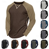 economico magliette di base-Per uomo Maglietta Camicia a Maniche Lunghe Felpa Manica Lunga Girocollo Estate Tinta unica Quotidiano Casual Stile da Strada Blocco di colore All&#039;aperto Streetwear Casual Nero Blu Grigio chiaro