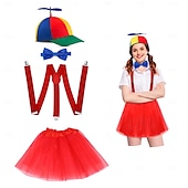 levne Dámské Kostýmy-Tweedle Dee Dum Karnevalový kostým Cosplay kostým Úbory Helikoptérový klobouk Dětské Dospělé Dámské Dívčí cosplay Výkon Párty Podium předvečer Všech svatých Karneval Mardi Gras Jednoduchý karnevalov