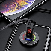 preiswerte Auto Ladegerät-12-24 V Dual-USB-Autoladebuchse mit buntem Digitalvoltmeter QC 3.0 Schnellladefunktion für Busse, Anhänger und Boote