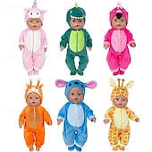 preiswerte Puppenbekleidungs- und Zubehörsets-Anzug + Schuhe Puppen-Outfit für 18 Zoll 43cm Babypuppe süße Pullover Strampler Puppenkleidung