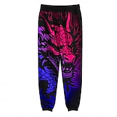 cheap Sweatpants-Men&#039;s Dragon Fleece Sweatpants Drawstring Elastic Waist Fashion Casual Outdoor Home Party Evening Wear Pocket Thermal Winter 3D Print Purple