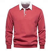 billiga Herrarnas Elite Huvtröjor &amp; Sweatshirts-Herr Polo sweatshirt Aprikos Svart Gul Rubinrött Marinblå Polokrage Slät Ledigt Dagligen Sport icke-tryck Häftig Ledigt Fleeced Vår &amp; Höst Kläder Pull Tröjor Långärmad