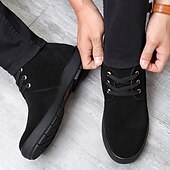 preiswerte Winter- und Schneestiefel-braune Winterstiefeletten aus Wildlederimitat mit Plüschfutter für Herren – warme Freizeitschuhe zum Schnüren für kaltes Wetter