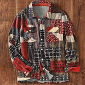 abordables veste chemise homme-Homme Plaid Chemise Veste chemise Surchemise manche longue Décontractées Formel Casual Automne Hiver Col rabattu Poche Noir Jaune