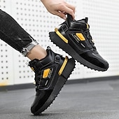 economico Sneakers da uomo-sneakers alte invernali da uomo con fodera in pelliccia sintetica – caldi stivali da neve con lacci per attività all&#039;aperto, suola impermeabile e antiscivolo, elegante design beige