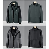 cheap Fleece &amp; 3 in 1 Jackets-Men&#039;s Softshell Jacket Hiking Jacket Winter Outdoor Color Block Thermal Warm Sun Protection Windproof Water Resistant 3-in-1 Jacket Lightweight Jacket Windbreaker Jacket Traveling Black Red Blue Dark