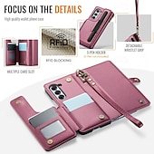economico Cover Samsung-telefono Custodia Per Piegatura a Z 7 Z Fold 6 Copertura Posteriore Custodia Portafoglio con Supporto Con Cinturino da Polso con portapenne Retrò TPU PC