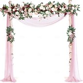 ieftine Decorațiuni de nuntă-kit de flori arc nunta cu draperii (pachet de 5) - 1 buc ghirlandă de flori artificiale 2 buc ghirlandă artificială bej de lux cu 2 buc draperii transparente pentru ceremonia de nuntă fundal recepție