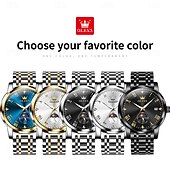 economico Orologi al quarzo-OLEVS Da uomo Orologio al quarzo Creativo Di tendenza Orologio casual Orologio da polso Visualizzazione delle fasi lunari Luminoso Calendario Impermeabile Acciaio Guarda