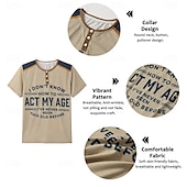 levne Legrační slova-Pánské Grafika Písmeno Tričko Henley Krátký rukáv 3D tisk Módní Designové Pohodlné Venkovní Denní Léto Modrá Trávová zelená Khaki Armádní zelená Šedá Henley Tričko Henley