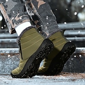abordables Botas de invierno y nieve-Botas de nieve de invierno amarillas para hombre: impermeables, con forro de piel, cierre de cremallera, botines cálidos antideslizantes para clima frío