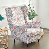 cheap Wingback Chair Cover-Stretch Printed Wingback Chair Cover Armchair Cover Durable and Elastic Slipcover with Stylish Print Design Perfect for Protecting and Refreshing Your Wingback Chair Ideal for Home Decor