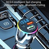 お買い得  車用Bluetoothキット/ハンズフリー-FMトランスミッター、車載MP3プレーヤー、急速充電、QC 3.0、ハンズフリー通話、デュアルPD充電器、Bluetooth