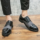 abordables Semi-formel-chaussures oxford pied-de-poule pour hommes - lacets en similicuir marron avec détails brogue et semelle robuste pour une tenue décontractée et formelle