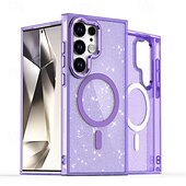 Недорогие Чехлы для Samsung-телефон Кейс для Назначение SSamsung Galaxy S24 Ultra S24 Plus S24 S24 ФЭ S23 S23 Ultra S23 Plus S25 Ультра Кейс на заднюю панель Магнитный Блеск Блеск Блестящий Защита от удара Ретро ПК Силикон