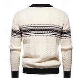 preiswerte Herrenpullover-Herren Pullover Strickpullover Pullover mit Fair-Isle-Muster Gerippt Gedrehtes Stricken Standard Strick Farbblock Rundhalsausschnitt Modisch Basic Freizeitskleidung Verabredung Bekleidung Herbst