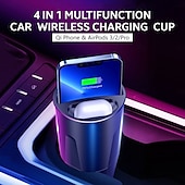 abordables Chargeurs de voiture-Support de chargement sans fil multifonction 4 en 1 pour téléphone Qi et Airpods 3/2/Pro, support de téléphone pour chargeur sans fil compatible avec la voiture