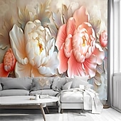abordables Papiers peints-Floral 3D Peinture traditionnelle chinoise Décoration d&#039;intérieur Floral Classique Revêtement, Toile PVC / vinyle Matériel adhésif requis Mural, Couvre Mur Chambre