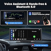baratos Eletrónica para automóveis-estéreo de carro sem fio para apple carplay com câmera de painel 2.5k 1080p câmera de backup tela sensível ao toque portátil navegação gps para carro receptor de som de carro com bluetooth airplay aux/fm