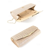 economico Clutch e borsette da sera-elegante pochette da sera con glitter oro - borsa da festa da donna con tracolla a catena e accento decorativo in metallo per matrimoni ed eventi formali
