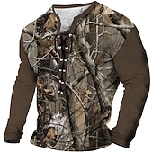 preiswerte 3D-T-Shirts-Herren Tarnung T-Shirt Kurzarm T-Shirt 3D-Druck Schnürhals Hemd Lässig Vintage-Retro Sport im Freien Lässig Täglich Schwarz Braun Armeegrün Frühling &amp; Sommer Bekleidung S M L XL XXL XXXL