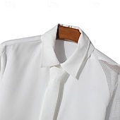 preiswerte Herrenhemd zum Knöpfen-Herren Hemd Lässiges Hemd Knopfhemd Schwarz Weiß Langarm Glatt Kragen Party Täglich Bekleidung Modisch Brautkleider schlicht