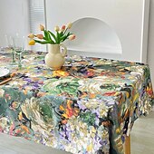 cheap Tablecloth-Oil Painting Design Tablecloth Artistic and Elegant Table Cover Featuring Classic Oil Painting Patterns Ideal for Adding a Unique and Sophisticated Touch to Your Dining Table Perfect for Home Decor a
