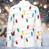 billiga Christmas Light Outfit-Herr Glödlampa Långärmad Nedvikt Artistisk Ledigt Festkvällskläder Dagligen Knappar 3D-utskrift Flera fickor