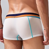 cheap Men&#039;s Boxers Underwear-Men&#039;s 1 PCS Boxers Underwear Boxer Shorts Patchwork Elastic Waist Chinlon Breathable Soft Comfortable Color Block Letter Mid Rise Black White