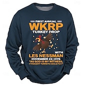 お買い得  メンズ 3D スウェットシャツ-男性用WKRPターキードロップロングスリーブスウェットシャツ - レス・ネスマン「神が私の証人だ」引用面白いテレビ番組ファンクルーネック