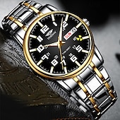 economico Orologi al quarzo-1 pz nuovo acciaio inossidabile con orologio da uomo digitale calendario settimanale display moda tendenza vita viaggio luminescente tempo libero sport affari orologio regalo di compleanno regalo di