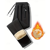 baratos Calças Desportivas-Homens Sherpa Calças de lã Calças de inverno Calças Calça de moletom de perna reta Bolsos Com Cordão Cintura elástica Tecido Conforto Quente Esportes Diário Moda Casual Preto Cinzento Micro-Elástica