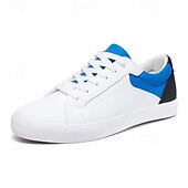 economico Casuale-sneakers casual da uomo con lacci bianchi e blu – comode scarpe basse per l&#039;uso quotidiano e le attività all&#039;aperto