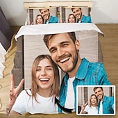 cheap Personalized Bedding-Personalized Duvet Cover Custom Bedding 3pcs Sets with Photo Text Customized Gifts Comforter Set with 2 Pillowcases