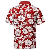 economico Polo stampata da uomo-Per uomo Floreale Polo Manica Corta Magliette polo Camicie con Colletto Casual Scuola All&#039;aperto Camicia hawaiana Abbigliamento quotidiano Stampa 3D Estate Primavera Autunno Rosso