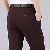 preiswerte Schlank-Herren Abschlußfeier Anzughose Hose Chinos Knöpfe Tasche Einfarbig Komfort Formell Party Arbeit Mode Klassicher Stil Schwarz Wein Mikroelastisch