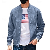 baratos Jaquetas de Suede Sintético-Homens jaqueta leve Jaqueta Bomber Jaqueta Carga Jaqueta de Transição Férias Diário Manter Quente Bolsos Outono &amp; inverno Tecido Moda Clássico Colarinho Chinês Padrão Preto Azul Marinha Azul Marron